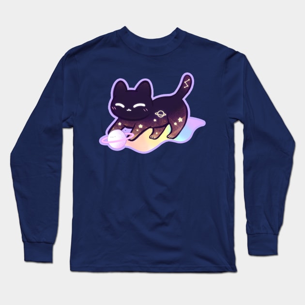 Galaxy cat rainbow kawaii Long Sleeve T-Shirt by mushopea